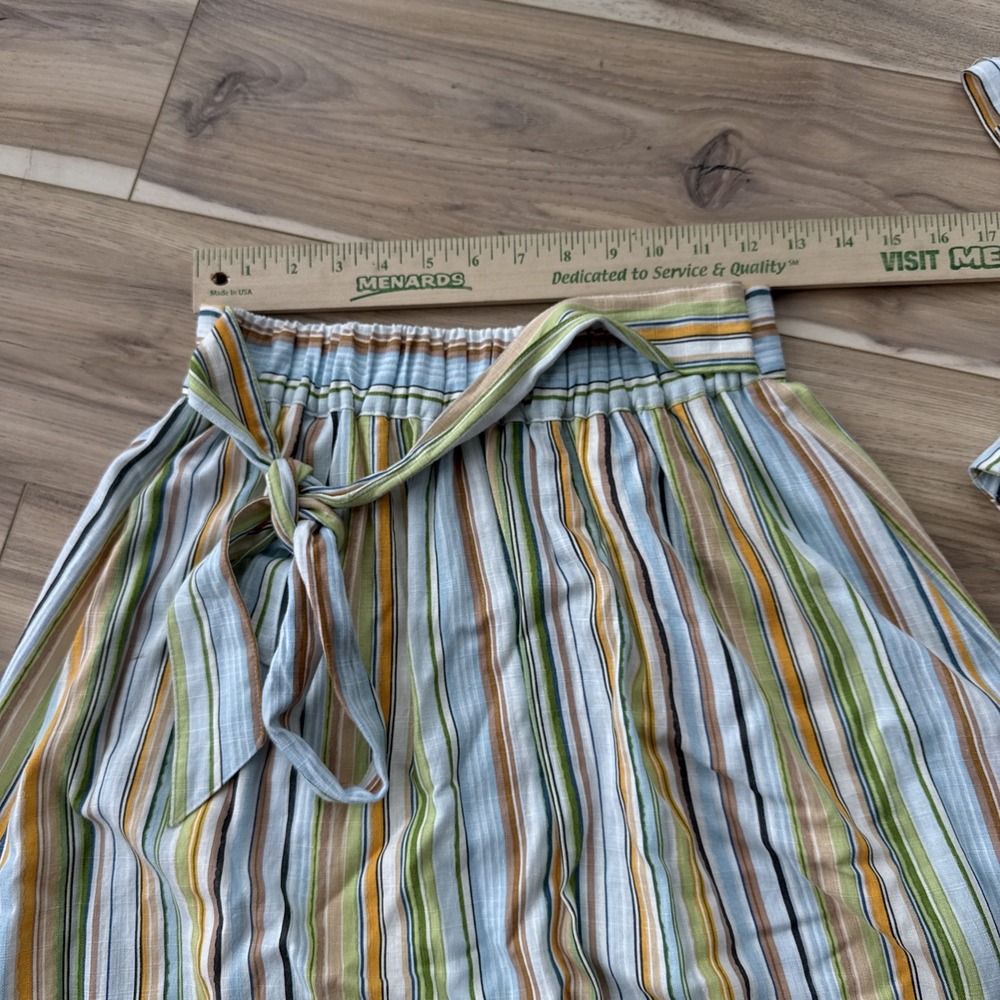 Lauren Conrad pastel rainbow stripe Faux wrap tie midi skirt And Shirt NWT - Picture 5 of 10